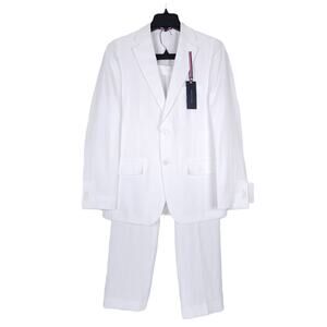 Tommy Hilfiger Men's Modern-Fit 100% Linen 2-Piece Suit White 38S 32x30 NWT
